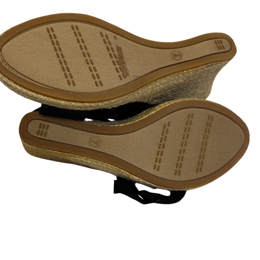 Steve Madden New York Black Wedge Ankle Tie Sandals Size 7 Espadrille Wedge NWOT - Picture 9 of 14
